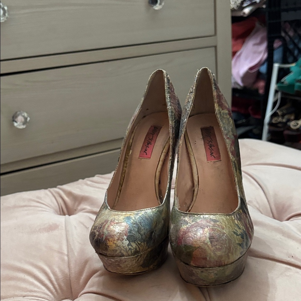 Betsey Johnson Multicolor Floral Heels